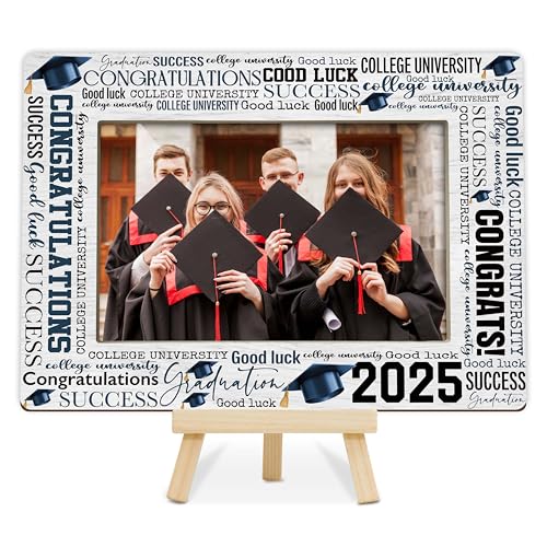 OXRUN Bilderrahmen zum Schulabschluss, 2025, mit Staffelei, 10,2 x 15,2 cm, Fotoeinsatz für Party, Tischdekoration, Congrats Grade Geschenke für Sie, Ihn, High School College – B04 von OXRUN