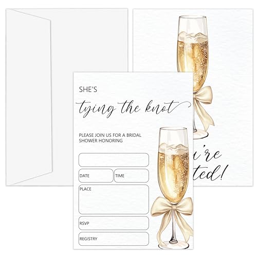 OXRUN Einladungen zur Brautparty, 25 Einladungen mit Umschlägen für Brautparty, Empfang, Verlobung, Party, minimale Champagner-Hochzeitskarten – D05 von OXRUN