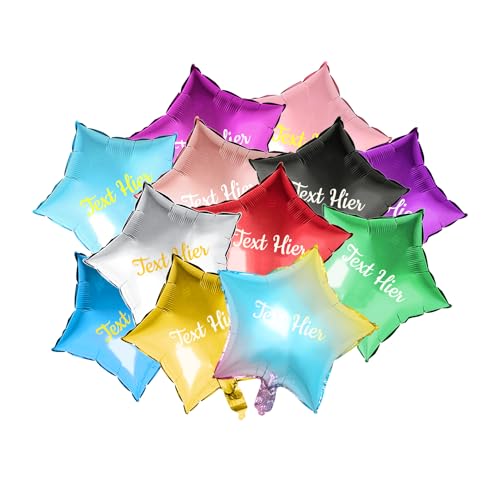 Helium Luftballons mit Text, Stück OXYEFEI Personalisierte Ballon Stern 13 Farben Sternballon 45cm Geburtstag Herz Luftballon Heliumgefüllt für Party Dekoration Hochzeit Weihnachten von OXYEFEI