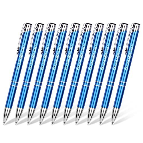 OXYEFEI Kugelschreiber mit Gravur, 10 Stück Kugelschreiber Schwarz Schreibend Metallkullis 10er Blau Ersatzminen, Einfaches Schreiben für Büro und Schule von OXYEFEI