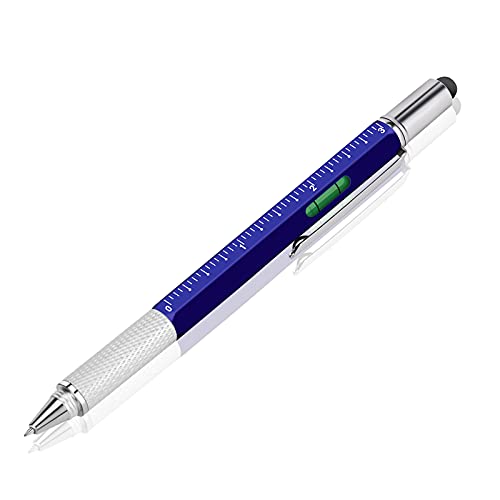 OXYEFEI Multifunktions Kugelschreiber Lineal Levelgauge Schrauber Personalisierte Geschenke Kugelschreiber Kugelschreiber mit Gravur (Blau) von OXYEFEI