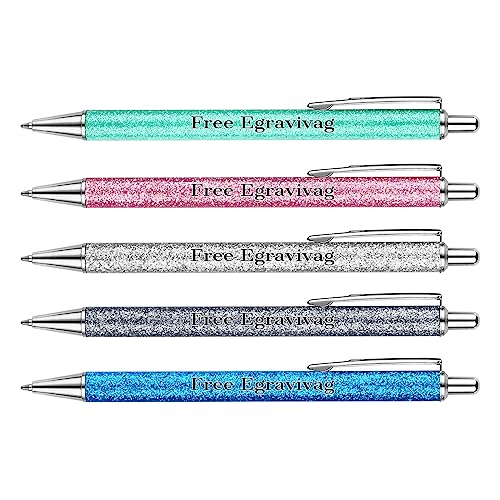 OXYEFEI Bling Kugelschreiber Personalisiert (Mehrfarbig, 5 Stück-Silber Metall) von OXYEFEI