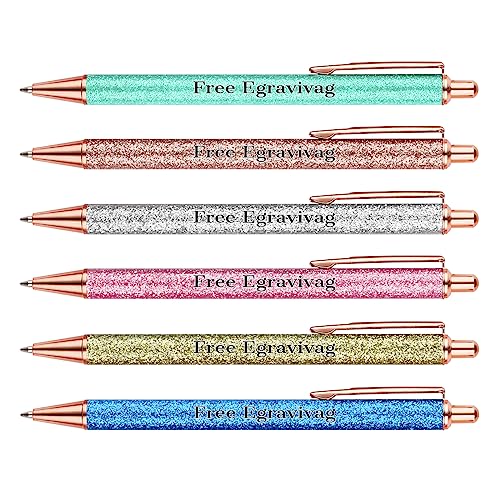 OXYEFEI Bling Kugelschreiber Personalisiert (Mehrfarbig, 6 Stück-Rosegold Metall) von OXYEFEI