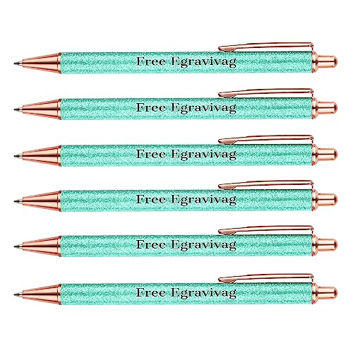 OXYEFEI Bling Kugelschreiber Personalisiert (Grün, 6 Stück-Rosegold Metall) von OXYEFEI