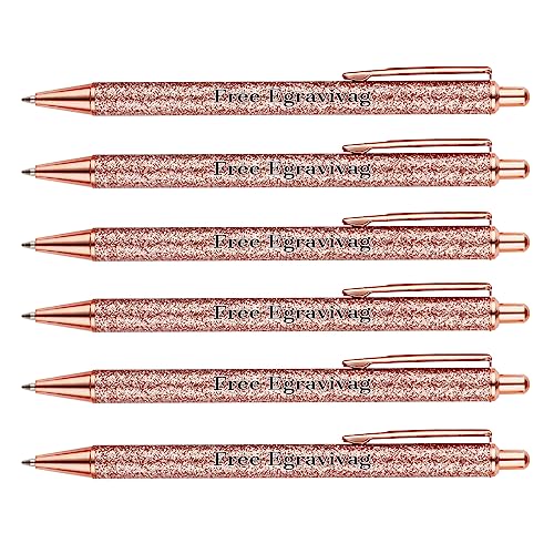 OXYEFEI Bling Kugelschreiber Personalisiert (Roségold, 6 Stück-Rosegold Metall) von OXYEFEI