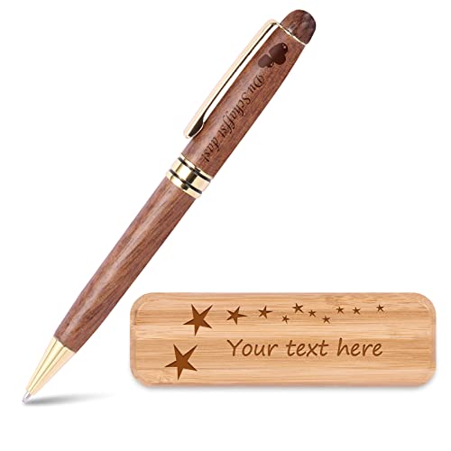 OXYEFEI Personalisierte Kugelschreiber Holz mit Gravur, Bambus Stift mit Holzbox Nachhaltig ÖKologisch Prüfung Schule VorstellungsgespräCh Neuer Job Geschenk, von OXYEFEI