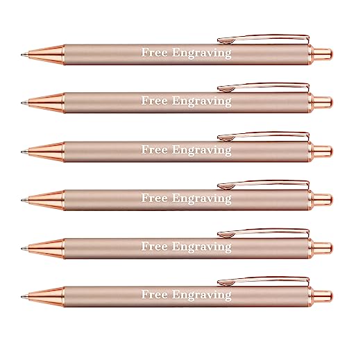 OXYEFEI Pastell Kugelschreiber Personalisiert, Mehrfarbig Kugelschreiber Rosegold Personalisierte Einziehbare Rosa Metall Stifte mit Gravur 6 Farben Hochwertig Bürobedarf von OXYEFEI