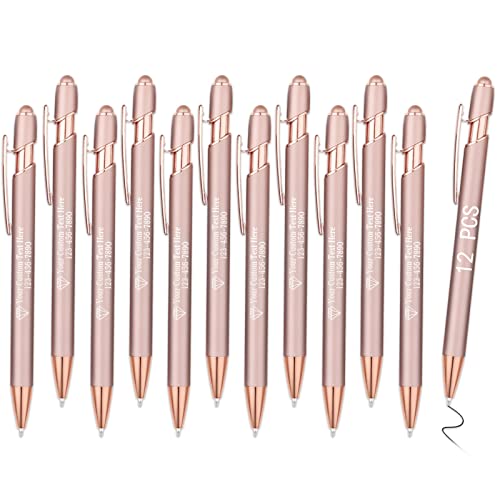 OXYEFEI Rosegold Kugelschreiber mit Gravur, 12 Farben mit Stiftspitze 1mm Personalisierte Stifte Hochwertig Metall Touchpen Text Muster oder Logo für Touchscreens(12 Stück, Rosegold) von OXYEFEI