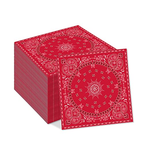 40 rote Bandana-Servietten, Western-Papierservietten, rotes Bandana-Partyzubehör von OXYLIPO
