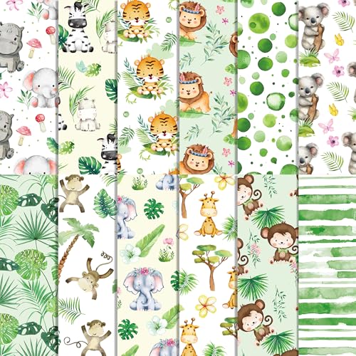 Doppelseitiges Waldtier-Scrapbook-Papier, 24 Blatt, 30 x 30 cm, Wildtier-Themenkarton, für Kinder, Bastelarbeiten, Karten und Alben von OXYLIPO