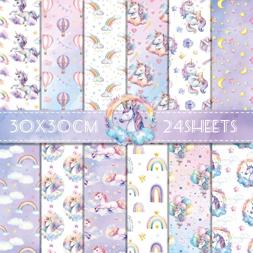 Einhorn-Hintergrundpapier, 24 Blatt pro Packung von OXYLIPO