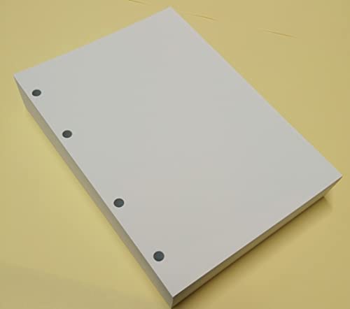 Ersatzminen für 200 weiße Blätter (400 Seiten), 120 g/m², mit 4 Löchern für A5-Organizer, mit 4 Ringen, 14,5 x 20,5 cm. von OY