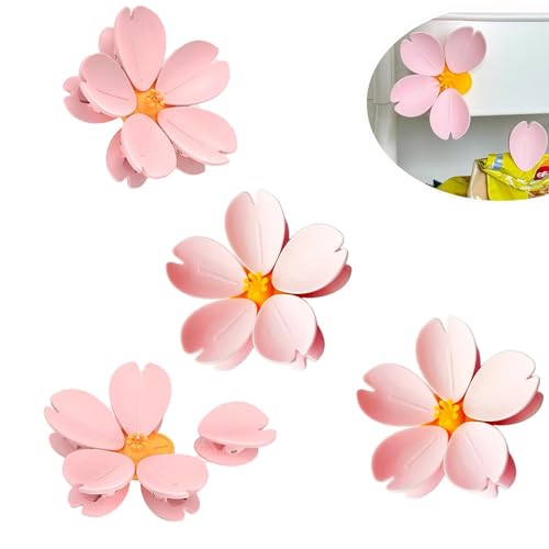 Magnetische Kirschblüten-Tütenclips, Magnetische Chip-Clips für den Kühlschrank, rosa Lebensmittelverschluss-Clips, süße Kühlschrankmagnete für Snacks, Brotbeutel, Küchen-Organizer-Dekoration (4PCS) Magnetische Kirschblüten-Tütenclips, Magnetische Chip-Clips für den Kühlschrank, rosa Lebensmittelverschluss-Clips, süße Kühlschrankmagnete für Snacks, Brotbeutel, Küchen-Organizer-Dekoration (4PCS) von OYCXXCX