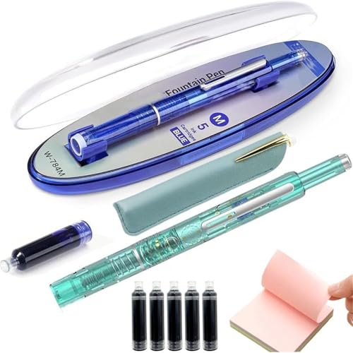 OYCXXCX Protectivemethod Füllfederhalter mit einziehbarer Spitze, 0,38 mm, blaue und schwarze Tinte, transparenter Schaft, inklusive 5 nachfüllbaren Tintenpatronen, schreibt geschmeidig (Green,Black) OYCXXCX Protectivemethod Füllfederhalter mit einziehbarer Spitze, 0,38 mm, blaue und schwarze Tinte, transparenter Schaft, inklusive 5 nachfüllbaren Tintenpatronen, schreibt geschmeidig (Green,Black) von OYCXXCX