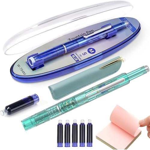 OYCXXCX Protectivemethod Füllfederhalter mit einziehbarer Spitze, 0,38 mm, blaue und schwarze Tinte, transparenter Schaft, inklusive 5 nachfüllbaren Tintenpatronen, schreibt geschmeidig (Green,Blue) OYCXXCX Protectivemethod Füllfederhalter mit einziehbarer Spitze, 0,38 mm, blaue und schwarze Tinte, transparenter Schaft, inklusive 5 nachfüllbaren Tintenpatronen, schreibt geschmeidig (Green,Blue) von OYCXXCX