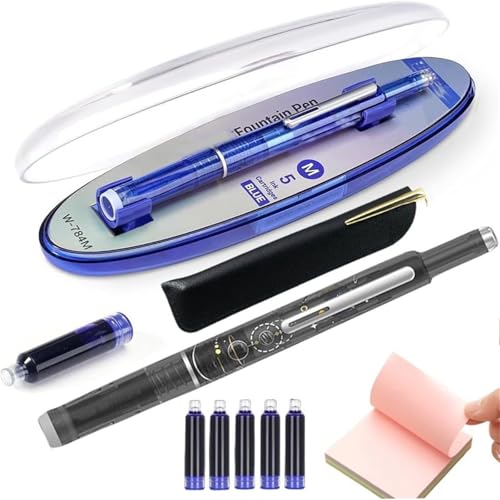 OYCXXCX Protectivemethod Füllfederhalter mit einziehbarer Spitze, 0,38 mm, blaue und schwarze Tinte, transparenter Schaft, inklusive 5 nachfüllbaren Tintenpatronen, schreibt geschmeidig (Black,Blue) OYCXXCX Protectivemethod Füllfederhalter mit einziehbarer Spitze, 0,38 mm, blaue und schwarze Tinte, transparenter Schaft, inklusive 5 nachfüllbaren Tintenpatronen, schreibt geschmeidig (Black,Blue) von OYCXXCX