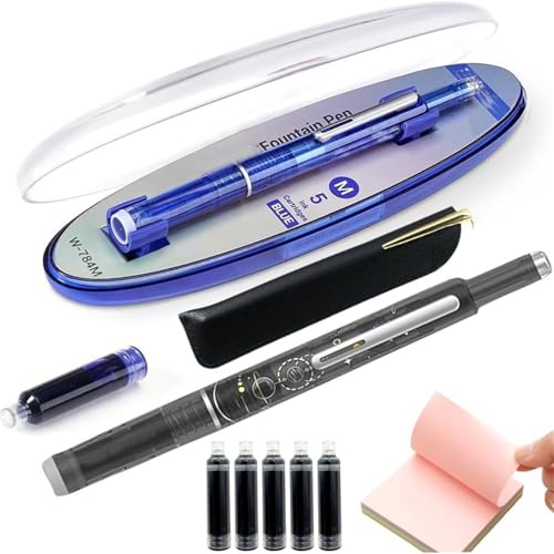 OYCXXCX Protectivemethod Füllfederhalter mit einziehbarer Spitze, 0,38 mm, blaue und schwarze Tinte, transparenter Schaft, inklusive 5 nachfüllbaren Tintenpatronen, schreibt geschmeidig (Black,Black) OYCXXCX Protectivemethod Füllfederhalter mit einziehbarer Spitze, 0,38 mm, blaue und schwarze Tinte, transparenter Schaft, inklusive 5 nachfüllbaren Tintenpatronen, schreibt geschmeidig (Black,Black) von OYCXXCX