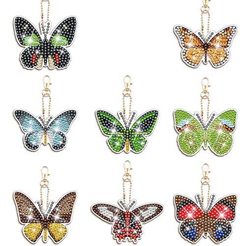 OYIWINMI 8 Stück Diamond Painting Schmetterling Sets, DIY Diamond Painting Kinder Anhänger als Geschenk für Mädchen 7 Jahre, Diamant Painting Schlüsselanhänger für Garten und Balkon Deko OYIWINMI 8 Stück Diamond Painting Schmetterling Sets, DIY Diamond Painting Kinder Anhänger als Geschenk für Mädchen 7 Jahre, Diamant Painting Schlüsselanhänger für Garten und Balkon Deko von OYIWINMI
