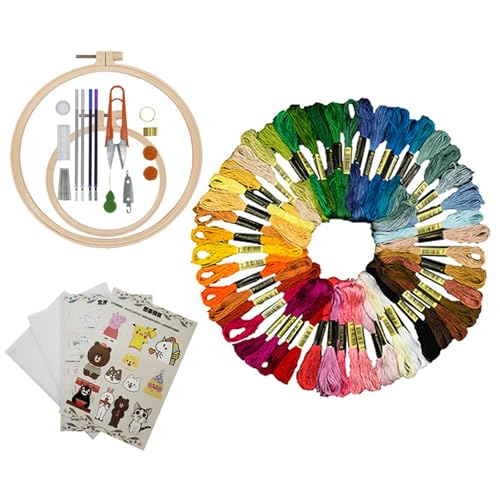 OYIWINMI Embroidery Kit mit Anleitung, Stickset Erwachsene mit 100 Farben Stickgarn und 2 Stück Stickrahmen, Sticken Set Erwachsene für DIY Anfänger OYIWINMI Embroidery Kit mit Anleitung, Stickset Erwachsene mit 100 Farben Stickgarn und 2 Stück Stickrahmen, Sticken Set Erwachsene für DIY Anfänger von OYIWINMI