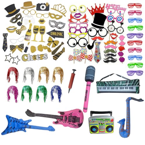 OYIWINMI Fotobox Accessoires 86 Stück Party Dekoration Set mit Perücken Aufblasbarem Musikparty Zubehör Foto Requisiten für Hochzeiten Geburtstage Halloween Weihnachten Karneval Kinder Erwachsene OYIWINMI Fotobox Accessoires 86 Stück Party Dekoration Set mit Perücken Aufblasbarem Musikparty Zubehör Foto Requisiten für Hochzeiten Geburtstage Halloween Weihnachten Karneval Kinder Erwachsene von OYIWINMI