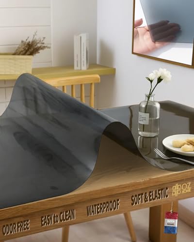 OZ HOME Zwart Vinyl Transparente Tischdecke 1,5mm—90x140 CMcm— Schreibtischunterlage Transparent Wasserdicht/rutschfest - PVC Tischdecke Durchsichtig Kratzfest/Hitzebeständig, Outdoor Tischdecken von OZ HOME