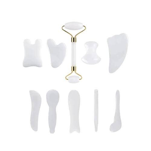 Natürliches Jade Gua Sha Board Massagegerät for SPA Akupunktur Körper Schaben Gouache Scraper Roller Skin Beauty Tool(Type 13) von OZDTLP