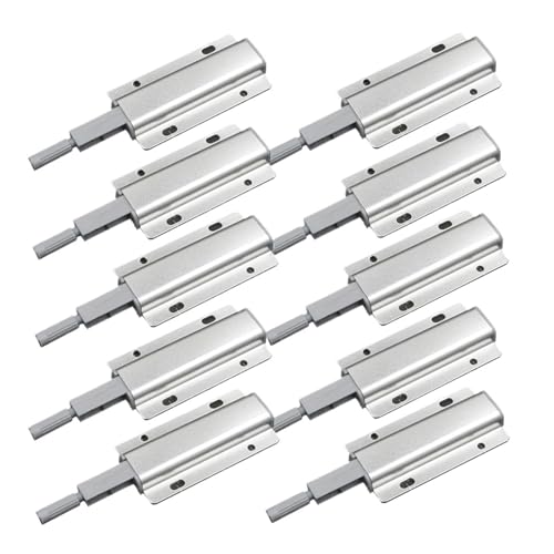OZDTLP 10 stücke Push-to-Open Touch Dämpfer Puffer Türstopper Magnetische Schranktürverschlüsse Einstellbar Sichere Installation Möbelbeschläge(10PCS Silver) von OZDTLP