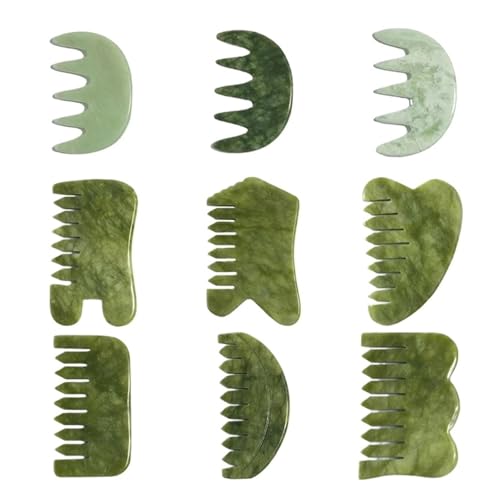 OZDTLP Natürlicher Jadekamm, Gua Sha Board, Jade-Massagegerät for SPA, Akupunktur, Körperschaben, Gouache-Schaber, Haut-Schönheitswerkzeug(Jade Comb 06) von OZDTLP
