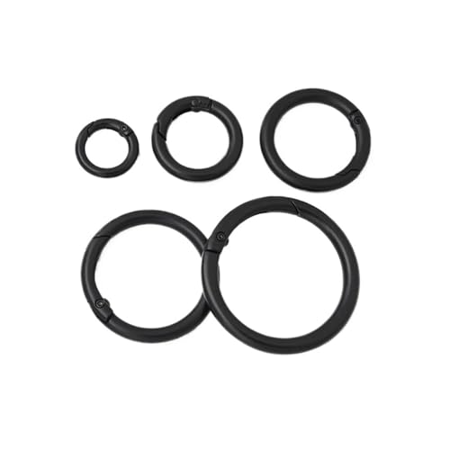 13/19/25/32/38 mm dunkelschwarze Metall-O-Ringe, Federverschlüsse, Schnalle, zu öffnen, runder Karabiner für Handtaschen, Gurt, Gürtel, Hundekette, 10 (13 mm) von OZFJJWY