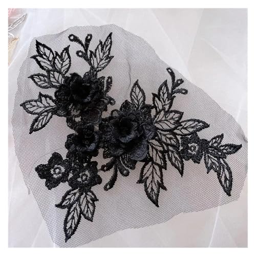 10 stück 3D Hochzeit Kleid Spitze Applique DIY Handwerk Blume Patch Kleidungsstück Hilfs Material Gold Blau Patch(Black) von OZLCUA