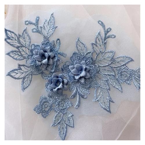 10 stück 3D Hochzeit Kleid Spitze Applique DIY Handwerk Blume Patch Kleidungsstück Hilfs Material Gold Blau Patch(Blue) von OZLCUA