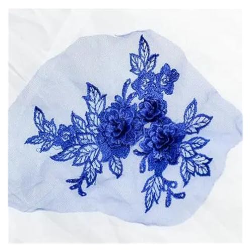10 stück 3D Hochzeit Kleid Spitze Applique DIY Handwerk Blume Patch Kleidungsstück Hilfs Material Gold Blau Patch(Blue 2) von OZLCUA