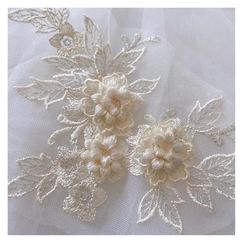 10 stück 3D Hochzeit Kleid Spitze Applique DIY Handwerk Blume Patch Kleidungsstück Hilfs Material Gold Blau Patch(Champagne) von OZLCUA