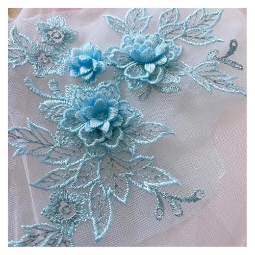 10 stück 3D Hochzeit Kleid Spitze Applique DIY Handwerk Blume Patch Kleidungsstück Hilfs Material Gold Blau Patch(Lake blue) von OZLCUA