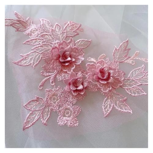 10 stück 3D Hochzeit Kleid Spitze Applique DIY Handwerk Blume Patch Kleidungsstück Hilfs Material Gold Blau Patch(Light red) von OZLCUA