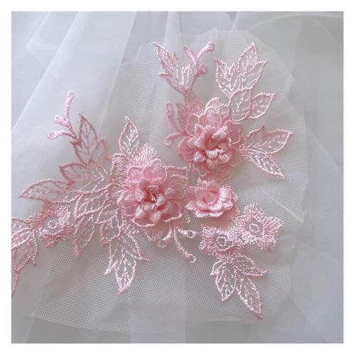 10 stück 3D Hochzeit Kleid Spitze Applique DIY Handwerk Blume Patch Kleidungsstück Hilfs Material Gold Blau Patch(Pink) von OZLCUA
