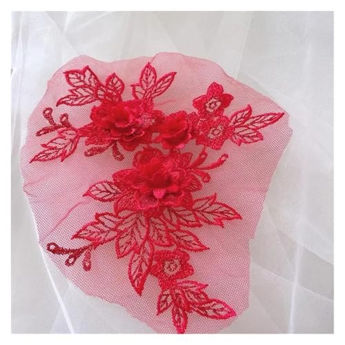 10 stück 3D Hochzeit Kleid Spitze Applique DIY Handwerk Blume Patch Kleidungsstück Hilfs Material Gold Blau Patch(Red) von OZLCUA
