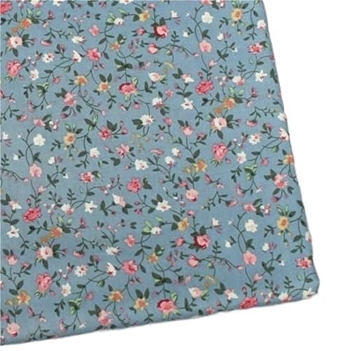 140x50cm Pastoral Floral Plain Baumwolle Nähen Stoff DIY Kinder Tragen Tuch Machen Bettwäsche Quilt Dekoration Hause(Blue) von OZLCUA