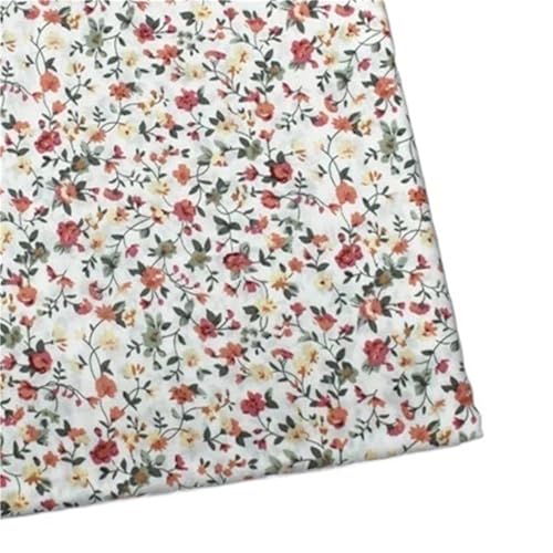 140x50cm Pastoral Floral Plain Baumwolle Nähen Stoff DIY Kinder Tragen Tuch Machen Bettwäsche Quilt Dekoration Hause(White) von OZLCUA