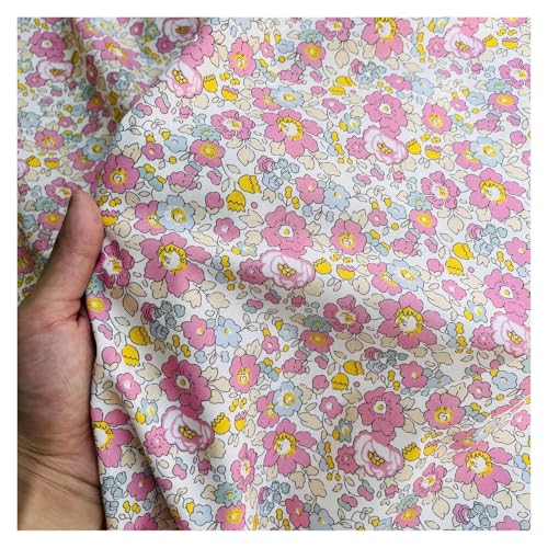 145 x 50 cm Baumwoll-Blumen-Nähstoff mit 60er-Jahre-Druck, kleine frische Kinderkleidung, Damenkleid, Kostümstoff for Erwachsene(1 Red,140x50cm) von OZLCUA