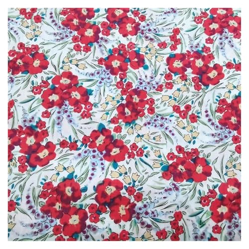 145 x 50 cm Baumwoll-Blumen-Nähstoff mit 60er-Jahre-Druck, kleine frische Kinderkleidung, Damenkleid, Kostümstoff for Erwachsene(15,140x50cm) von OZLCUA