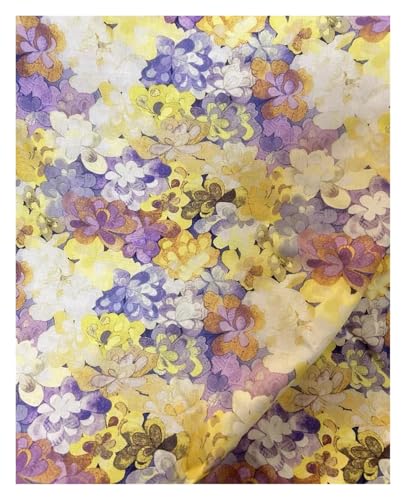 145 x 50 cm Baumwoll-Blumen-Nähstoff mit 60er-Jahre-Druck, kleine frische Kinderkleidung, Damenkleid, Kostümstoff for Erwachsene(Dark purple,140x100cm) von OZLCUA