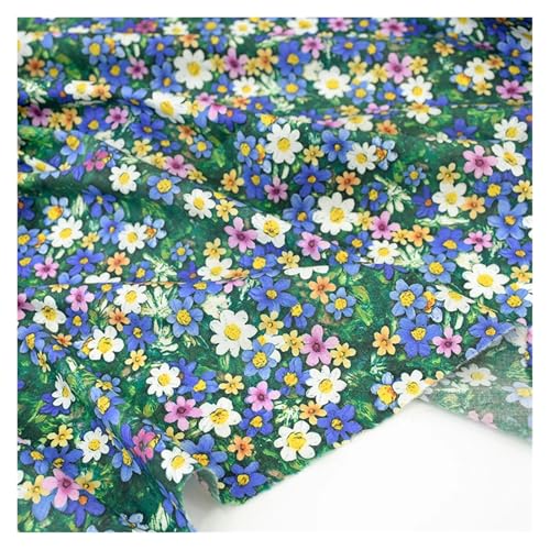 145 x 50 cm Baumwoll-Blumen-Nähstoff mit 60er-Jahre-Druck, kleine frische Kinderkleidung, Damenkleid, Kostümstoff for Erwachsene(Orange,140x150cm) von OZLCUA