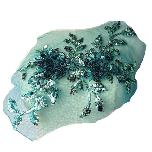 34 * 21cm Lila 3D Kostüm Hochzeit Pailletten Stickerei Spitze Kleid Applique Kleidung Diy Kleid Kleidung Zubehör(Green) von OZLCUA