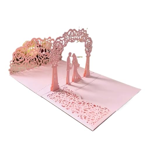 3D-Pop-Up-Hochzeitseinladungen for Braut und Bräutigam in Roségold, lasergeschnittene Grußkarten, Umschlag, Einladungskarten for die Brautparty(Pink) von OZLCUA