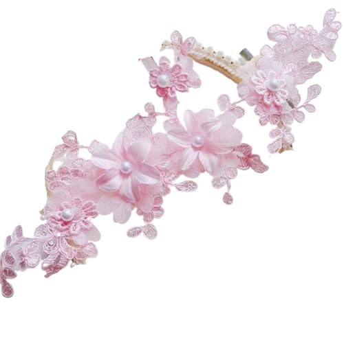4 Stück/2 Paar mehrfarbige 3D-Applikationsblumen mit Perlen, Brautkopfbedeckung, Bekleidungszubehör, DIY gespiegelte Blumen(Pink X 4Pcs) von OZLCUA