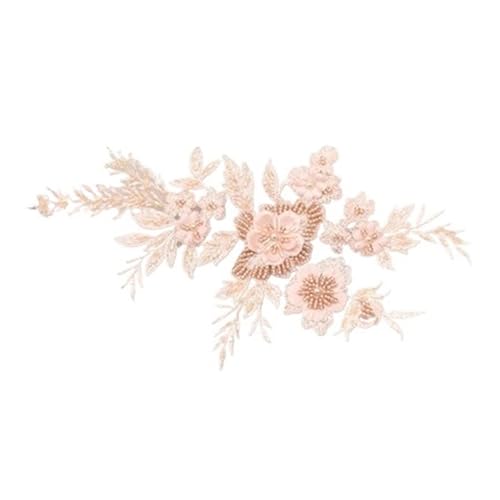 4 Stücke 3D Nagel Perlen Stickerei Spitze Patch Blumen Applikation Jacke Hochzeitskleid Kleidung DIY Zubehör(Orange) von OZLCUA
