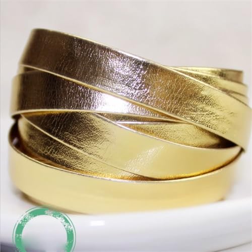 Leder Schnur 5 Meter Gold geflochtenes PU-Lederband, 5/8/10/15/20 mm flaches Lederband, Schnur, Seil, DIY-Halskette, Armbandherstellung. LederschnüR Klassik (Color : Gold, Size : 20mm) von OZLCUA