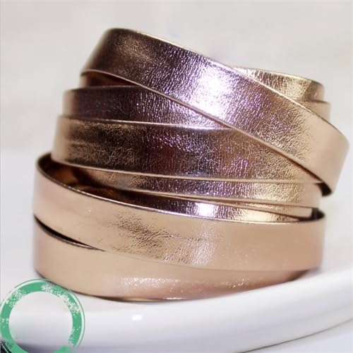 Leder Schnur 5 Meter Gold geflochtenes PU-Lederband, 5/8/10/15/20 mm flaches Lederband, Schnur, Seil, DIY-Halskette, Armbandherstellung. LederschnüR Klassik (Color : Rose Gold, Size : 10mm) von OZLCUA