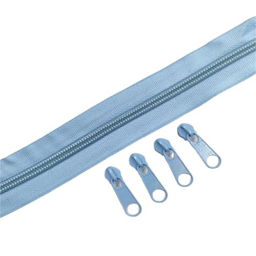 OZLCUA 1/2/3/5/8/10 Meters 5# Long Nylon Zippers Rolls with 2/4/6/10/16/20 Pieces Zipper Slider for Tailor Sewing Accessories(Blue,10 Meter 20 Slider) von OZLCUA